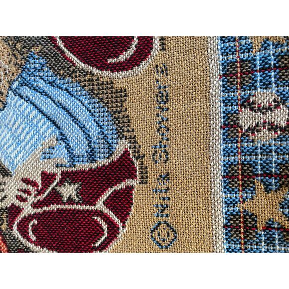 Goodwin Weavers Cotton Throw Afghan Fringe Bears Baseball Woven USA - Picture 6 of 7